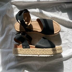 Miranda Platform Wedge Sandal in Black – Espadrille Style